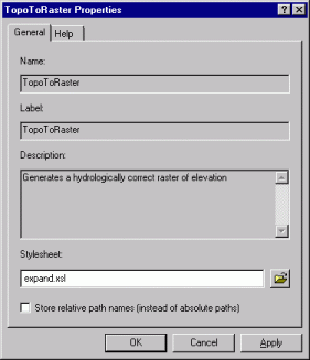 Tool's Properties dialog box