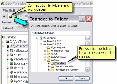 Adding folder connections in ArcCatalog