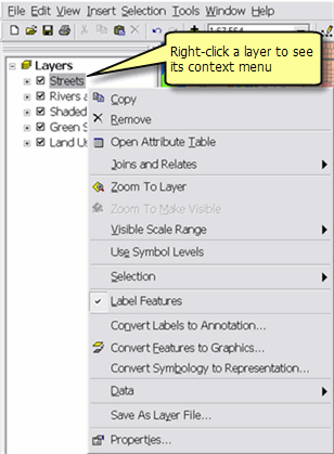 Layer context menu