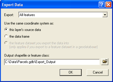 Export data dialog