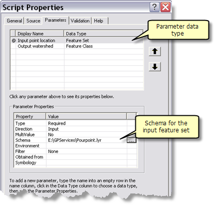 Input feature set in a script tool