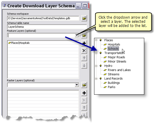 Create Download Layer Schema tool dialog