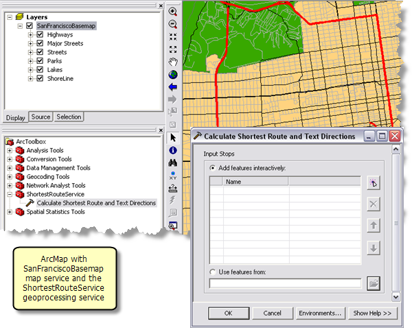 Services in ArcMap session