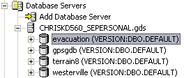 Connecting to geodatabases through the database server node