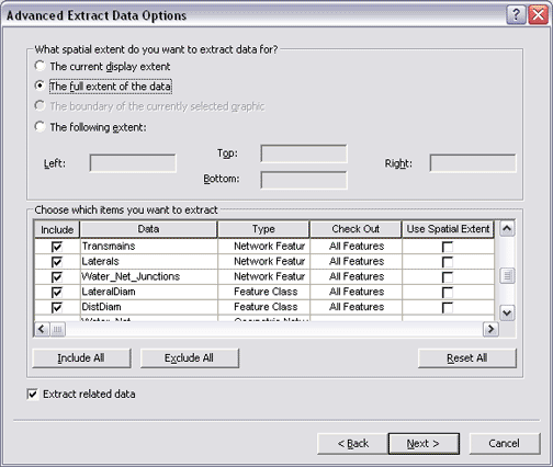 The Advanced Extract Data Panel