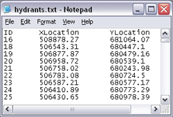Text file of x,y coordinates in Notepad