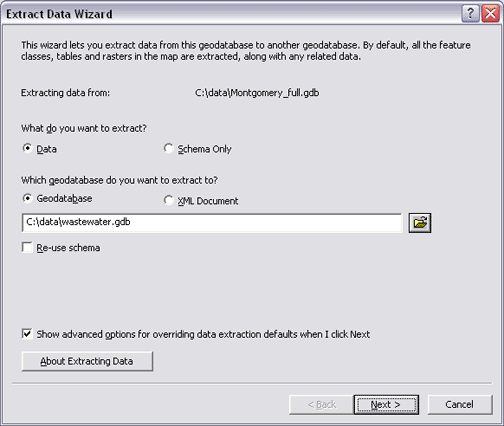 The Extract Data Wizard in ArcMap
