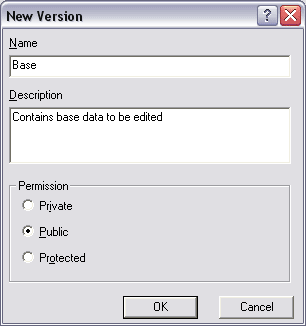 Creating a new version named Base