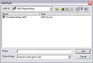 WMS service in the Add Data dialog box