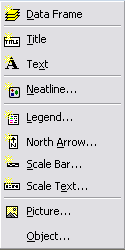 The Insert menu is used to add various elements to your map