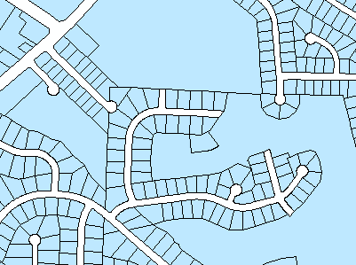 Polygons drawn with a single symbol (solid blue fill with a black outline)