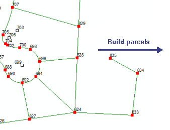 Build parcels from construction lines