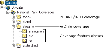 Coverage icons in ArcCatalog