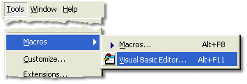 opening the Visual Basic Editor from the Tools menu