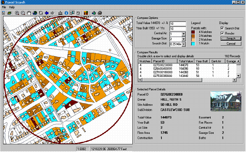 A parcel mapping application built using ArcGIS Engine.