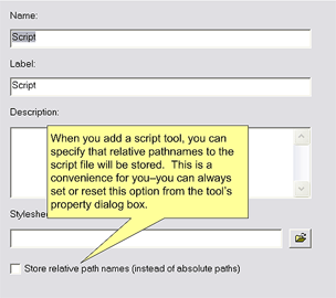 Setting relative paths in the script wizard