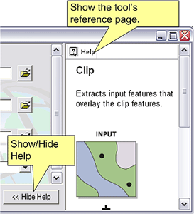 Showing a tool's reference page