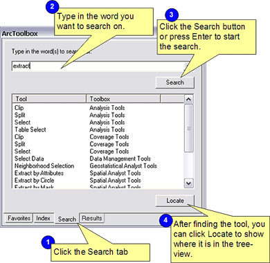 Using the search tab