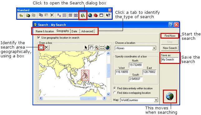 Searching in ArcCatalog example