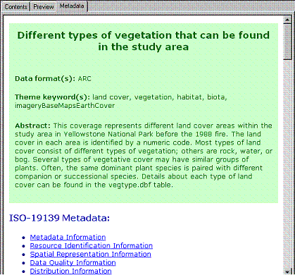 ArcGIS Desktop Help 9.3 - Exploring an item's metadata
