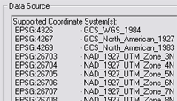 Supported coordinate systems for a WMS sub-layer as shown on the Layer Properties > Source tab