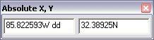 Entering decimal degrees into the Absolute X,Y dialog box