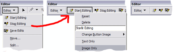 Moving the Editor menu commands to a toolbar