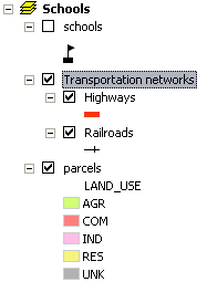 Transportation networks is a group layer, made of Highways and Railroads layers