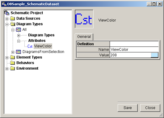 Attribute Constant - General tab set