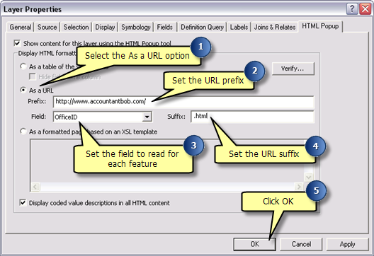 HTML Popup properties