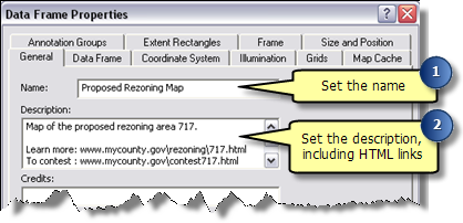 Set the data frame properties