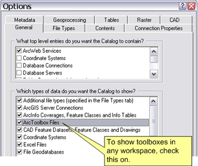 Showing toolbox data type