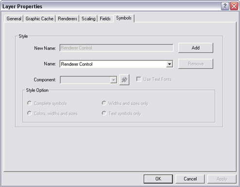 Symbols tab in the Layer Properties dialog box for tactical graphics
