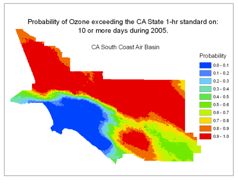 Ozone Exceedance 10-70 days.