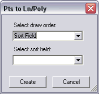 Pts to Ln/Poly dialog box with Sort Field option
