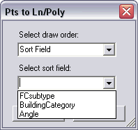 Pts to Ln/Poly dialog box Select sort field
