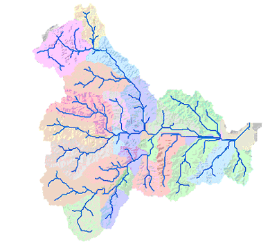 Example stream network derived from elevation model