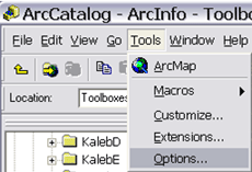 Tools>Options menu command
