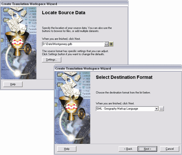 Spatial ETL tool wizard panels