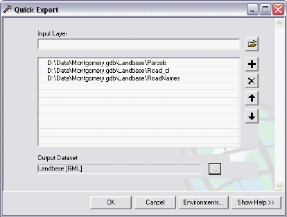 Quick Export geoprocessing tool dialog