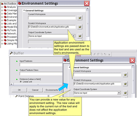 Passing application environments down to a tool's environment settings