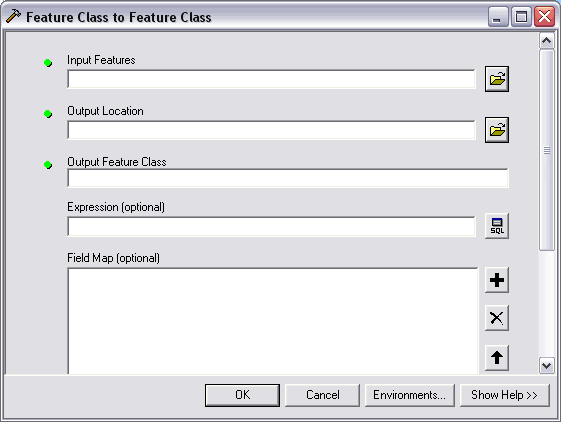 Feature Class to Feature Class geoprocessing tool