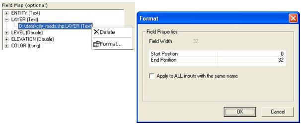 SUb field context menu and subsequent Format dialog