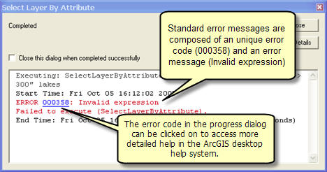 Progress dialog with error code