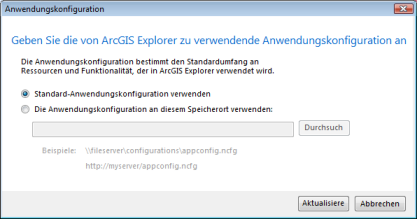 Anwendungskonfiguration angeben