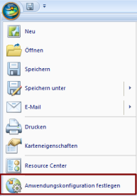 Menüelement „Anwendungskonfiguration“