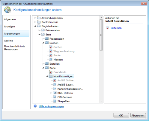 Multifunktionsleiste ändern