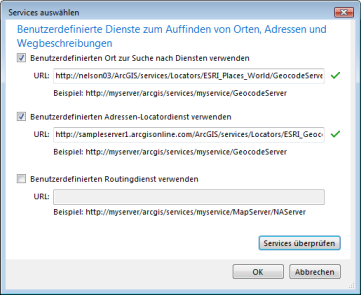 Benutzerdefinierte Services überprüfen