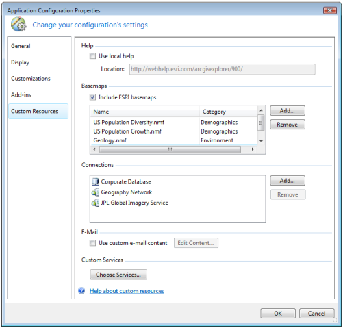 ArcGIS Explorer - Custom resources