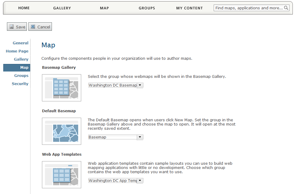 Use Arcgis Online For Organizations To Control The Default Map Basemap Gallery And Layer Gallery